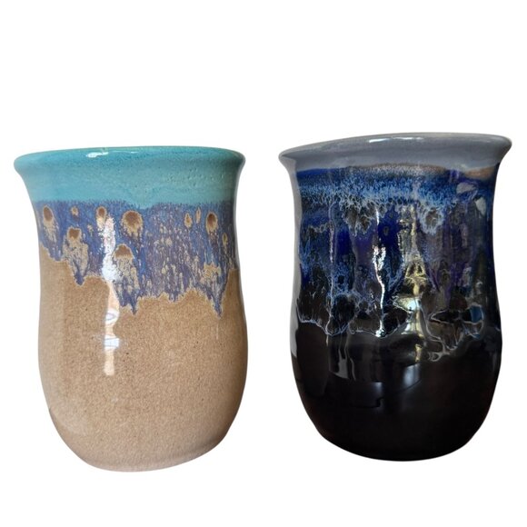 Neher Pottery In Motion Stoneware Handwarmer Mugs Right handed Style Set Of 2 - Picture 2 of 15
